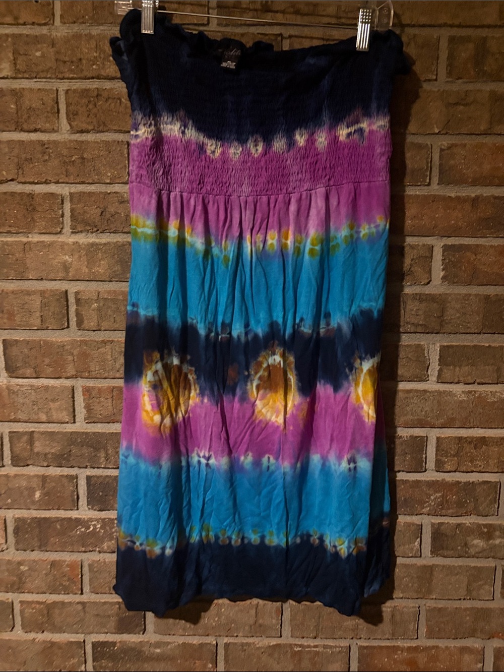 Tie-Dye Tube Skirt in Purple, Blue & Yellow